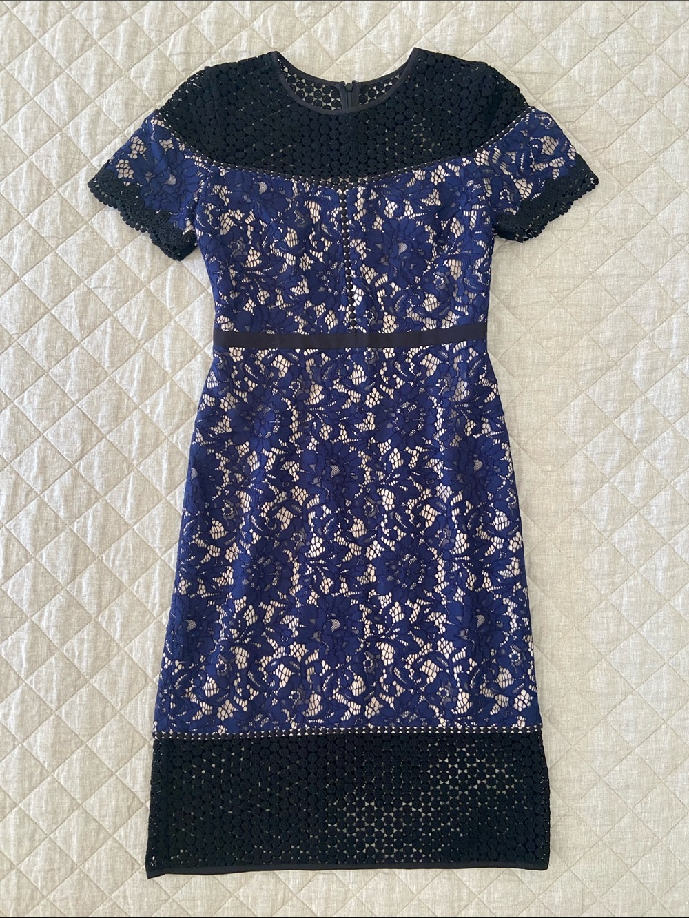 CLUB MONACO Navy and Black Lace Dress
